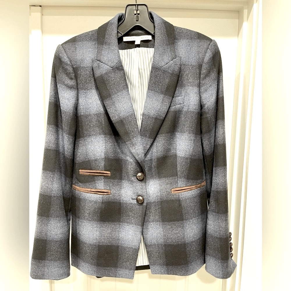 Veronica Beard Hudson Plaid Wool Blend Dickey Jacket
